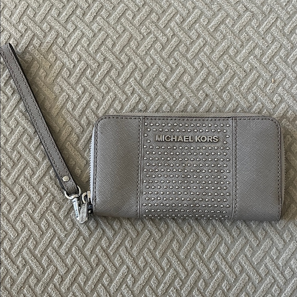 Michael Kors Silver Studded Key & Card Holder